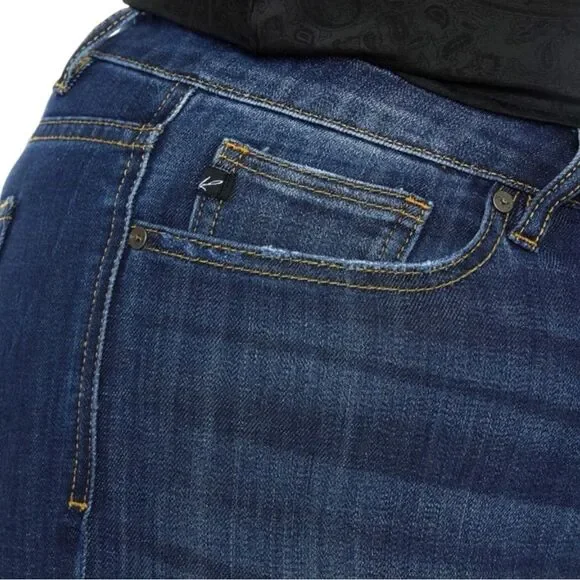 Kancan Mid Rise Dark Wash Classic Slim Flare Jeans Light Distressing – NWT - Picture 11 of 13